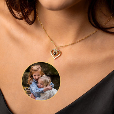 Eternal Photo Personalised Necklace - Rose Gold Heart Necklace - Custom Necklace Necklace Gold Brother & Sisters